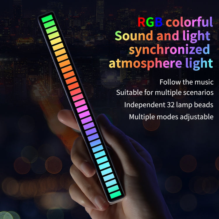 RGB Sound-controlled Rhythmic Response Lights Music Ambient LED Pick-up Lights Charging(32 Lights Black) - Novelty Lighting by buy2fix | Online Shopping UK | buy2fix