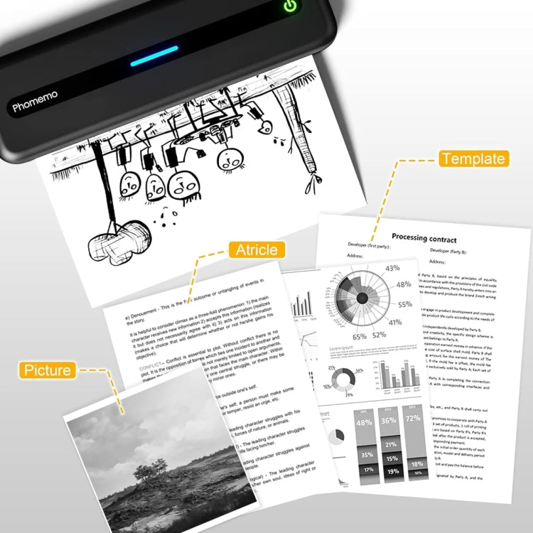 Phomemo M832 300dpi Wireless Thermal Portable Printer, Size: A4 Version(White) - Printer by Phomemo | Online Shopping UK | buy2fix