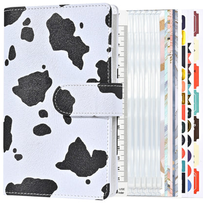 A6 Leopard Print Cash Budget Notebook  Loose Leaf Financial Management Notepad(Cow Pattern Black White) - Notebooks by buy2fix | Online Shopping UK | buy2fix