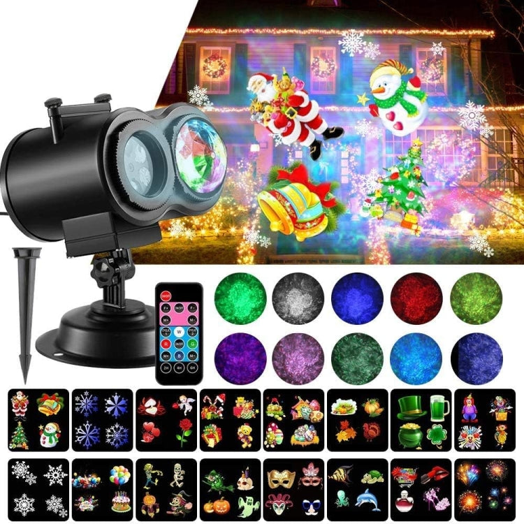 16 Cards AU Plug Color Card Pattern 9W Christmas Projection Light Remote Control Snow Light - Christmas Decoration Lamps by buy2fix | Online Shopping UK | buy2fix