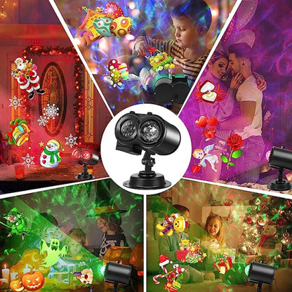 16 Cards UK Plug Color Card Pattern 9W Christmas Projection Light Remote Control Snow Light - Christmas Decoration Lamps by buy2fix | Online Shopping UK | buy2fix