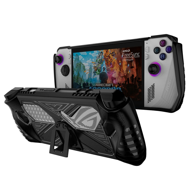 For Asus ROG Ally Game Console TPU Soft Cover With Holder Bracket(Black) - Accessories by buy2fix | Online Shopping UK | buy2fix