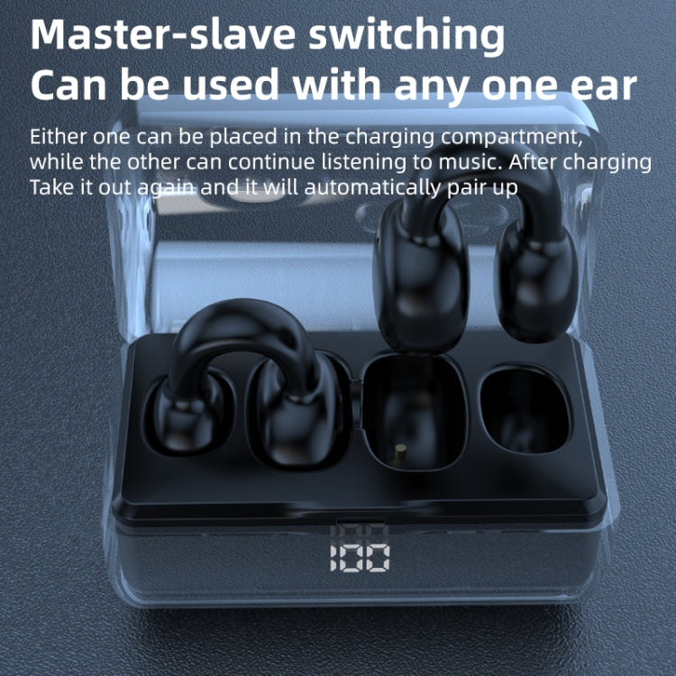 Ear Clip Type Sound Conduction Concept Bluetooth Earphone With Digital Display Charging Compartment(Blue) - Bluetooth Earphone by buy2fix | Online Shopping UK | buy2fix