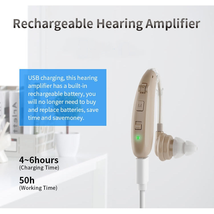 USB Charging Earhook Noise Reduction Hearing Aid Sound Amplifier(Skin-color) - Hearing Aids by buy2fix | Online Shopping UK | buy2fix