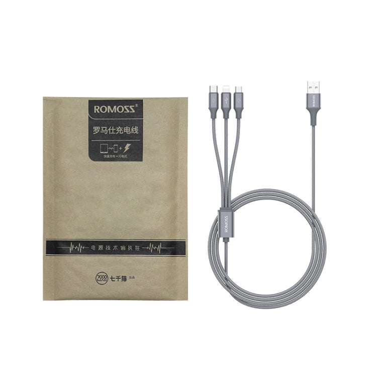 ROMOSS CB25 3 In 1 3.5A  8 Pin + Micro USB + Type C/USB-C Cable 1m(Blue) - Multifunction Cable by ROMOSS | Online Shopping UK | buy2fix