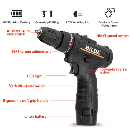 HILDA Home Power Drill 12V Li-Ion Drill With Charger And Battery, EU Plug, Model: Plastic Packing - Drill & Drill Bits by HILDA | Online Shopping UK | buy2fix