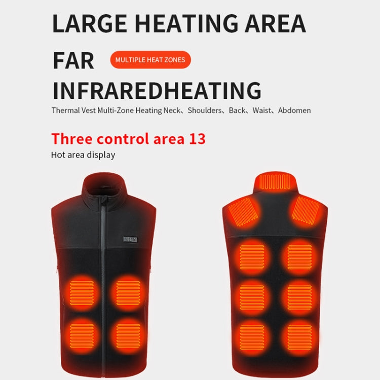 Heated Vest USB Charging Smart Heating Clothing 13 Zones Heating 3 Switch Control, Size: XL/2XL/3XL(Black) - Loose Coat by buy2fix | Online Shopping UK | buy2fix