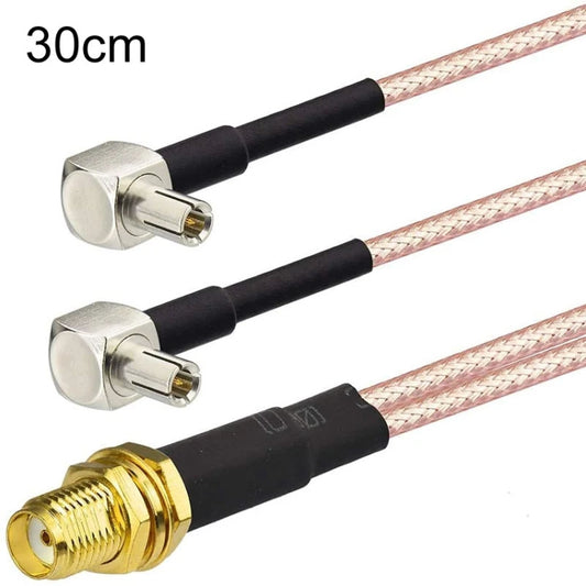 SMA Female To 2 TS9 R WiFi Antenna Extension Cable RG316 Extension Adapter Cable(30cm) - Connectors by buy2fix | Online Shopping UK | buy2fix