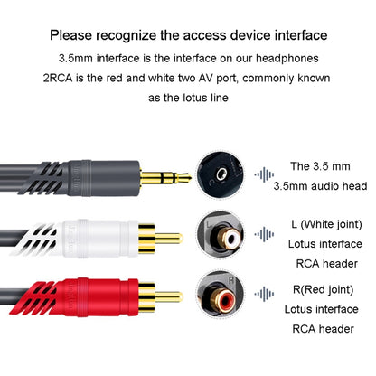 JINGHUA 3.5mm To 2RCA Audio Cable Game Console Outdoor Audio Connection Cable, Size: 20m(Grey) - RCA Cable by JINGHUA | Online Shopping UK | buy2fix