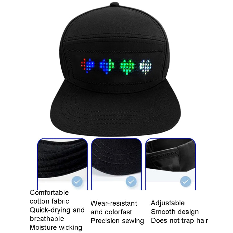 LED Luminous Advertising Hat DIY Words Pixel Lighting Rechargeable Bluetooth APP Control Scrolling Message Flexible Cap(Mixed Color Letter White) - Peaked Cap by buy2fix | Online Shopping UK | buy2fix