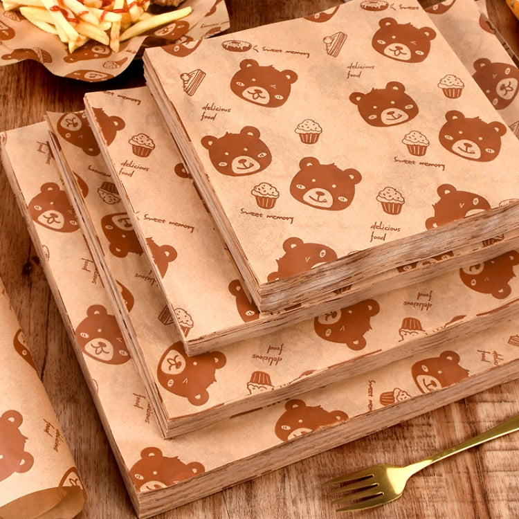 100sheets /Pack Bear Pattern Greaseproof Paper Baking Wrapping Paper Food Basket Liners Paper 18x18cm - Retail Packaging by buy2fix | Online Shopping UK | buy2fix