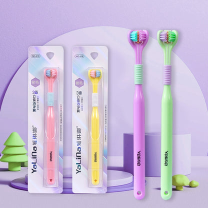 YALINA Three Sided Toothbrush Soft Hair 360 Degree V Shaped Toothbrush A22 Kids Yellow - Toothbrushes by YALINA | Online Shopping UK | buy2fix