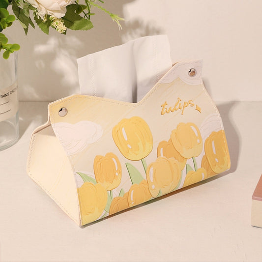 Oil Printed Leather Tissue Box Living Room Decorative Tissue Storage Bag, Color: Yellow - Storage Boxes by buy2fix | Online Shopping UK | buy2fix