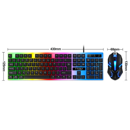 T-WOLF TF230 Colorful Light Effect Game Office Computer Wired Keyboard and Mouse Kit(Black) - Wired Keyboard by T-WOLF | Online Shopping UK | buy2fix