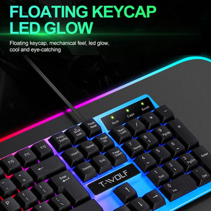 T-WOLF TF230 Colorful Light Effect Game Office Computer Wired Keyboard and Mouse Kit(White) - Wired Keyboard by T-WOLF | Online Shopping UK | buy2fix