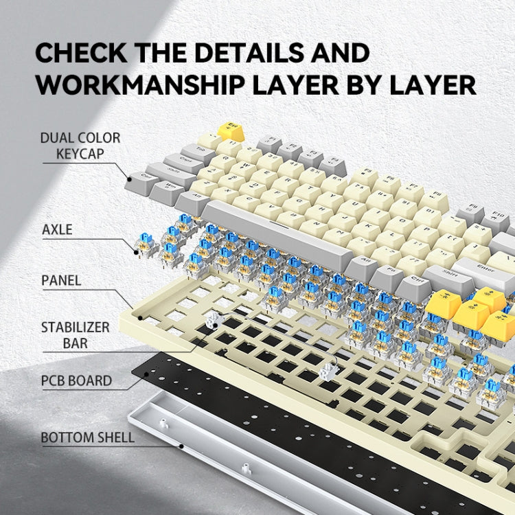 T-WOLF T50 97-keys RGB Luminous Color-Matching Game Mechanical Keyboard with Knob, Color: Black B - Wired Keyboard by T-WOLF | Online Shopping UK | buy2fix