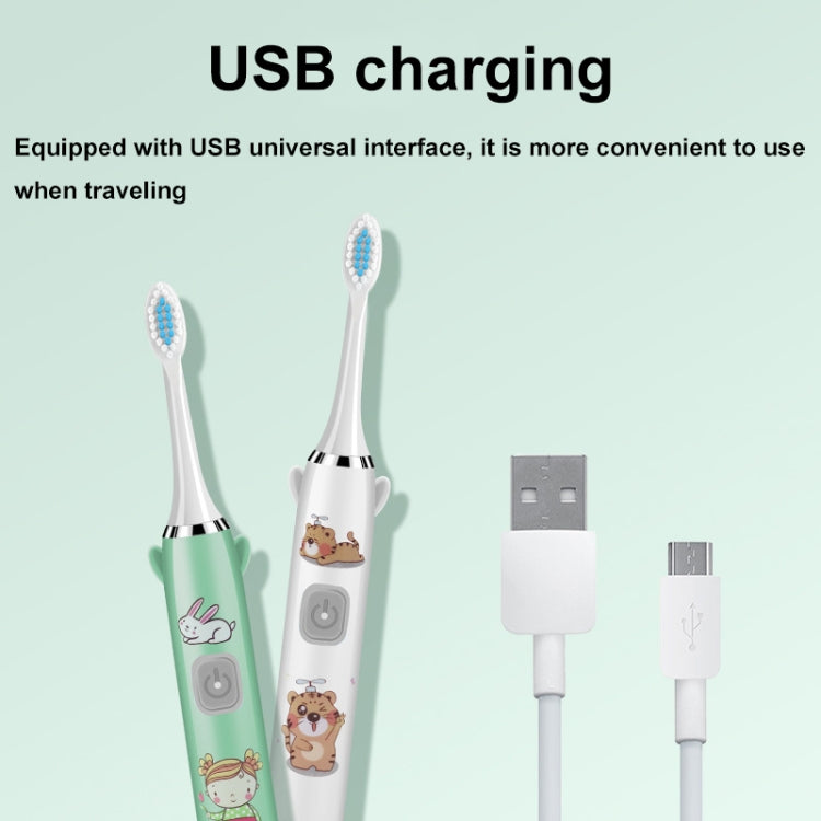 USB Charging Fully Automatic Ultrasonic Cartoon Children Electric Toothbrush, Color: Blue with 1 Head - Toothbrushes by buy2fix | Online Shopping UK | buy2fix