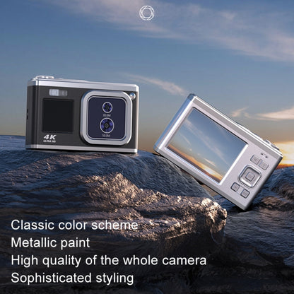 4K HD Optical Dual Lens Digital Camera 50MP Dual Screen Selfie Camera, No Memory(Silver) - Video Cameras by buy2fix | Online Shopping UK | buy2fix