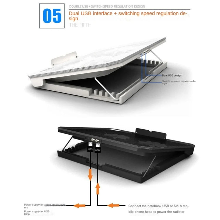 NUOXI S200C Laptop Silent Radiator Multi-level Adjustable Metal Bracket Base(White) - Cooling Pads by NUOXI | Online Shopping UK | buy2fix