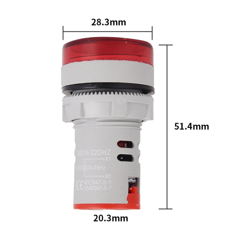 SINOTIMER ST16HZ 20-75Hz AC Frequency 22mm Round Opening LED Digital Signal Indicator Light(01 Red) - Other Tester Tool by SINOTIMER | Online Shopping UK | buy2fix