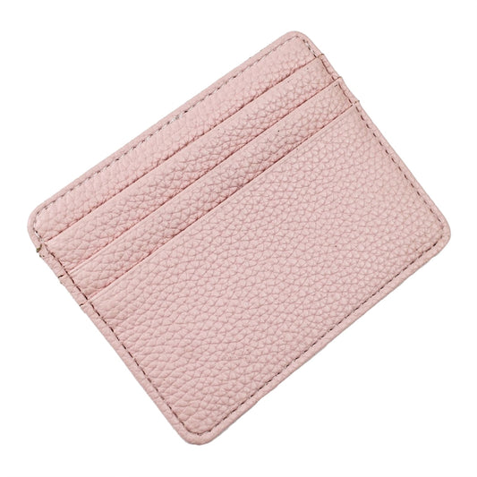 Lychee Pattern Multi-Card Slot Mini Card Holder Ultra-thin Coin Purse(Pink) - Card & Passport Bags by Pieru | Online Shopping UK | buy2fix