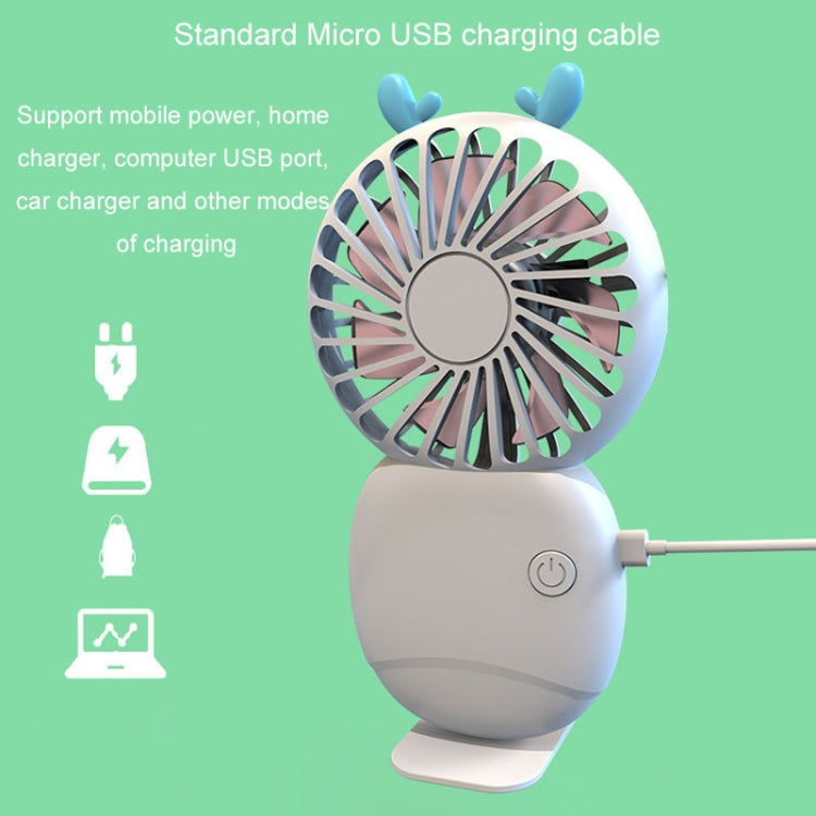 Summer Cartoon Pocket Handheld Stand Fan Rechargeable Silent Mini Fan(White) - Electric Fans by buy2fix | Online Shopping UK | buy2fix