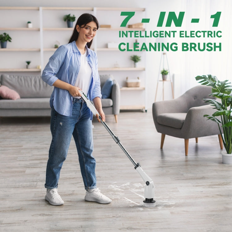 Multifunctional Long and Short Dual Purpose Electric Cleaning Brush Kitchen Bathroom Window Floor Brush(White) - Sponges, Cloths & Brushes by buy2fix | Online Shopping UK | buy2fix