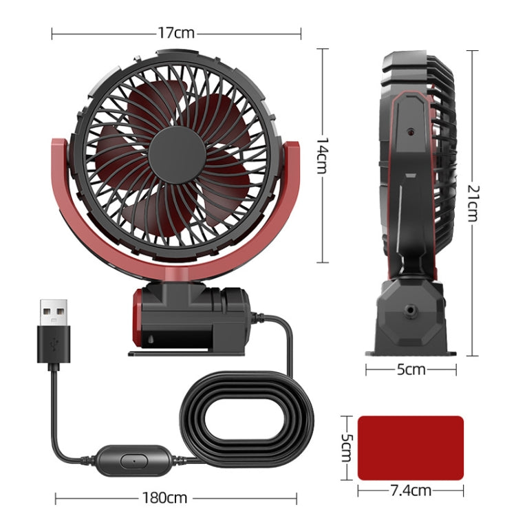 Car Foldable Steering USB Single-Head Fan(Black Red) - Heating & Fans by buy2fix | Online Shopping UK | buy2fix
