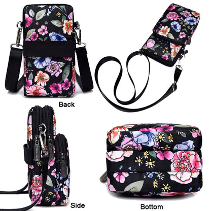 Printed Crossbody Mobile Phone Bag Mini Wallet With Arm Band, Style: Rural Flower - Single-shoulder Bags by buy2fix | Online Shopping UK | buy2fix