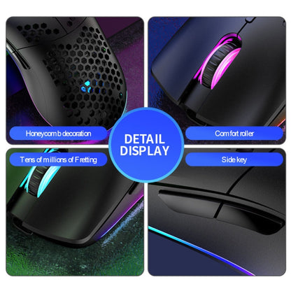 XUNSVFOX XYH80 Hollow Hole Rechargeable Wireless Gaming Mouse RGB Light Computer Office Mouse(Black) - Wireless Mice by XUNSVFOX | Online Shopping UK | buy2fix