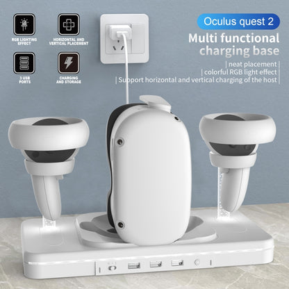 For Meta Quest 2 Desktop Bracket VR Glasses Wireless Charger Colorful Light Emitting Base(White) - VR Accessories by buy2fix | Online Shopping UK | buy2fix