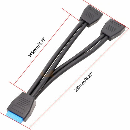 21cm Computer Motherboard 19 Pin USB3.0 One To Two Extension Cable - USB 3.0 by buy2fix | Online Shopping UK | buy2fix