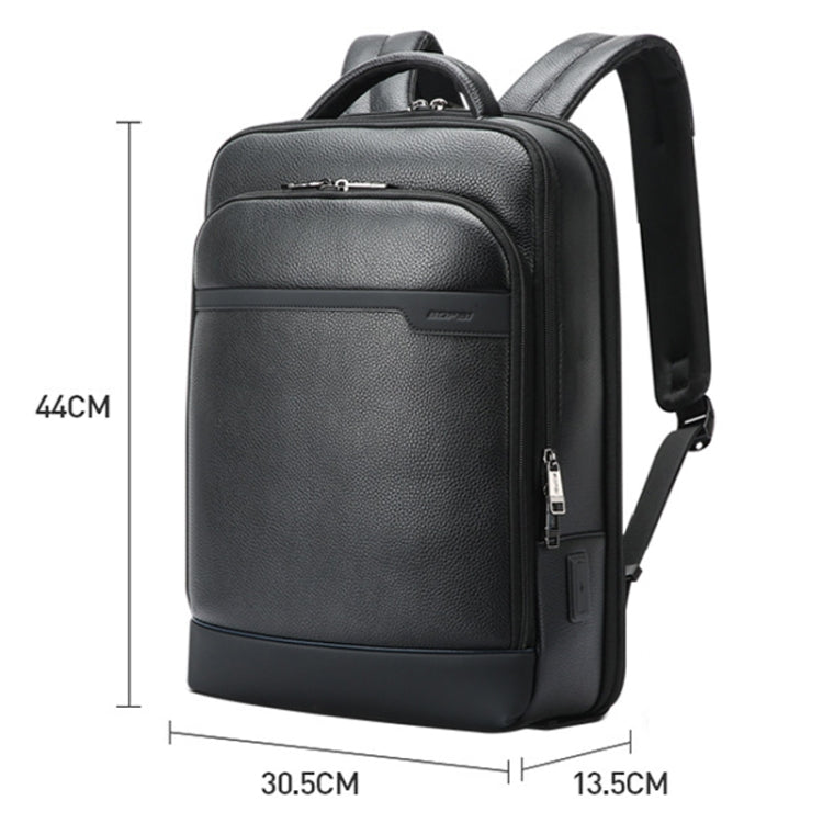 Bopai 61-122391 Large-capacity First-layer Cowhide Business Laptop Backpack With USB+Type-C Port(Black) - Backpack by Bopai | Online Shopping UK | buy2fix