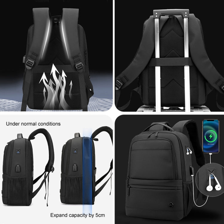 WEPOWER Men Expanded Casual Double Shoulder Bag Multifunctional USB Charging Backpack(Dark Blue) - Double-shoulder Bags by WEPOWER | Online Shopping UK | buy2fix