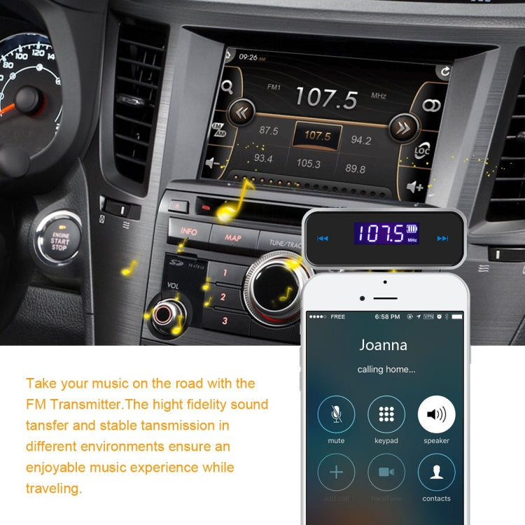 FM-01 3.5mm Music Audio FM Transmitter Mini Wireless Car MP3 Player - Bluetooth Adapters by buy2fix | Online Shopping UK | buy2fix