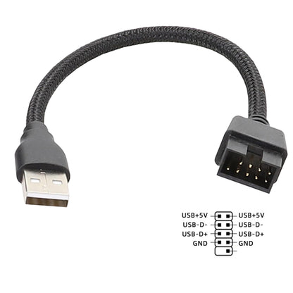 20cm USB-A Male To 9Pin Motherboard Built-In RGB Data To External U Port Adapter Cable(Black) - USB Cable by buy2fix | Online Shopping UK | buy2fix