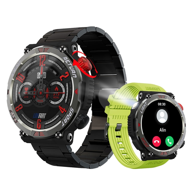 LOKMAT ZEUS 5 PRO 1.46 Inch 5ATM Waterproof Flashlight Bluetooth Call Smart Watch(Dark Green) - Smart Watches by LOKMAT | Online Shopping UK | buy2fix