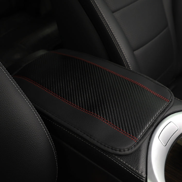 32x19cm PU Carbon Fiber Leather Central Armrest Box Cover Anti-slip Pad(Black) - Seat Accessories by buy2fix | Online Shopping UK | buy2fix