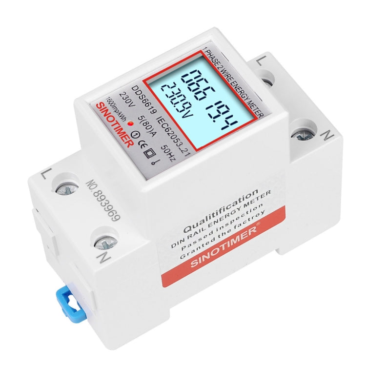 SINOTIMER  DDS6619 80A 230V Din Rail Single Phase Energy Meter Voltage Current Power Meter With Backlight - Other Tester Tool by SINOTIMER | Online Shopping UK | buy2fix