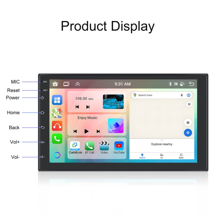 7inch Android 13.0 Dual Butt Universal Wireless Carplay Car Navigation Center Control All-In-One Monitor(Standard) - Car MP3 & MP4 & MP5 by buy2fix | Online Shopping UK | buy2fix