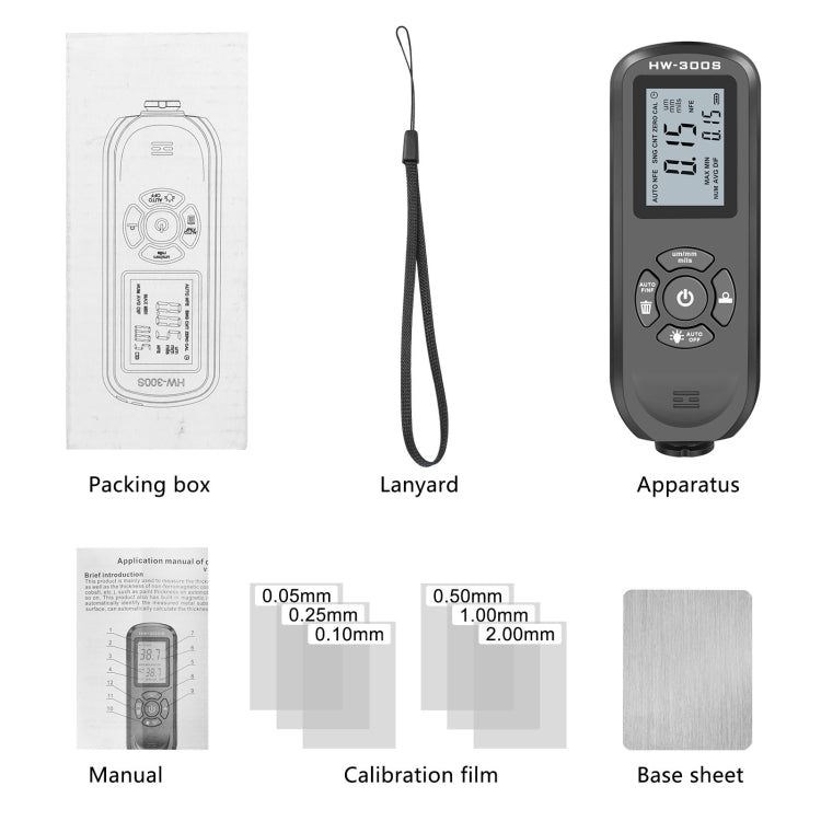 HW-300S High Precision Coating Thickness Gauge Anti-skid Paint Film Gauge(Black Vertical Screen) - Coating Thickness Gauge by buy2fix | Online Shopping UK | buy2fix