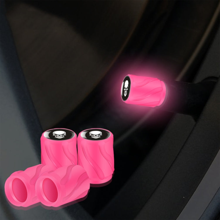 4pcs /Set Luminous Car Motorcycle Tire Modified Valve Cap, Color: Pink White Skull - Tire Valve Caps by buy2fix | Online Shopping UK | buy2fix