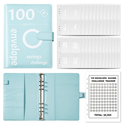 A5 100 Day Savings Challenge Envelope Budget Planner Binder Notebook Handbook, Color: Pattern Blue - Notebooks by buy2fix | Online Shopping UK | buy2fix