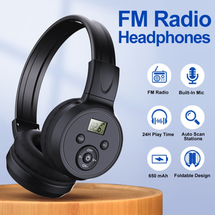 F4 Digital Display Automatic Scanning Foldable FM Radio Headphone, Spec: Battery Version - Radio Player by buy2fix | Online Shopping UK | buy2fix