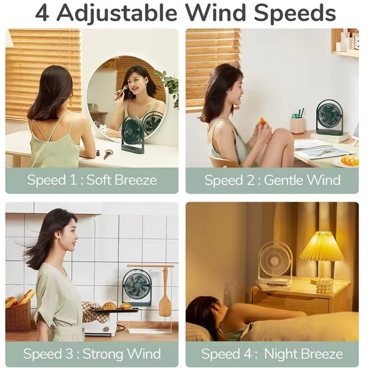 JisuLife FA19 4000mAh Wireless Rechargeable Desktop Mini Fan Silent Portable Fan(Green) - Electric Fans by buy2fix | Online Shopping UK | buy2fix