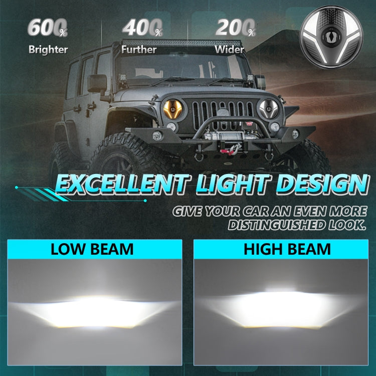 7 inch Beetle Style High-power Car Headlights For Wrangler(R14) - LED Headlamps by buy2fix | Online Shopping UK | buy2fix