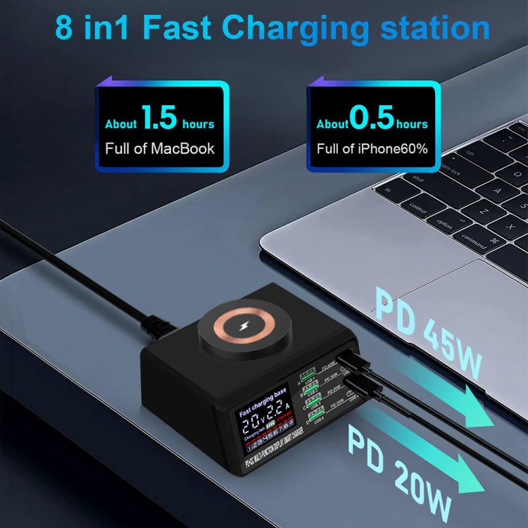 X9M 9-in-1 110W USB+PD Smart Multi-ports QI Magnetic Wireless Charger, Spec: Black US Plug - Multifunction Charger by buy2fix | Online Shopping UK | buy2fix