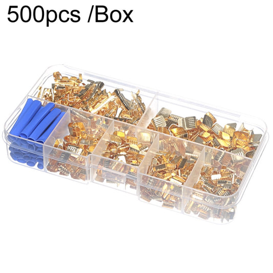 500pcs /Box 5 Specifications Of Gold Brass Quick Crimping Buckle U-Shaped Parallel Terminal Set - Terminal connectors by buy2fix | Online Shopping UK | buy2fix