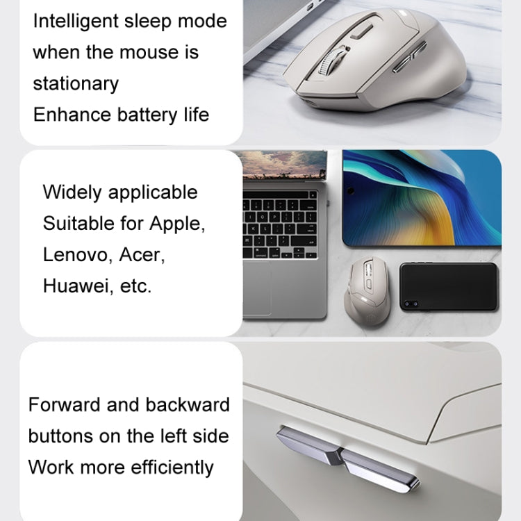 Inphic DR6 2.4G Wireless + Bluetooth 5.0/4.0 Tri-mode Charging Mute Office Gaming Computer Mouse(White Apricot) - Wireless Mice by Inphic | Online Shopping UK | buy2fix