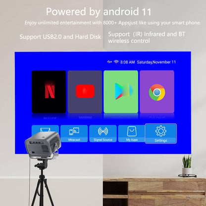 4K Smart Android Portable Projector AU Plug - Mini Projector by buy2fix | Online Shopping UK | buy2fix